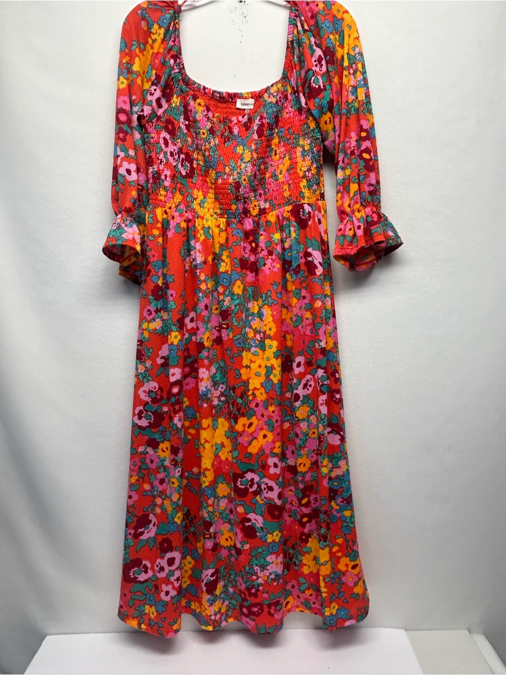 Sugarlips Vibrant Floral Long Sleeve Dress medium